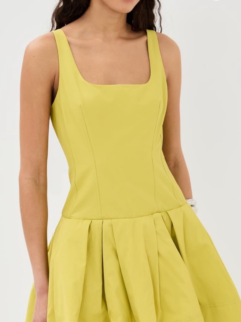 Jonathan Simkhai Lemon Yellow Square-Neck Mini Dress